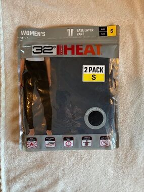 32 Degrees Women's Black Base Layer Pants - 2 Pack